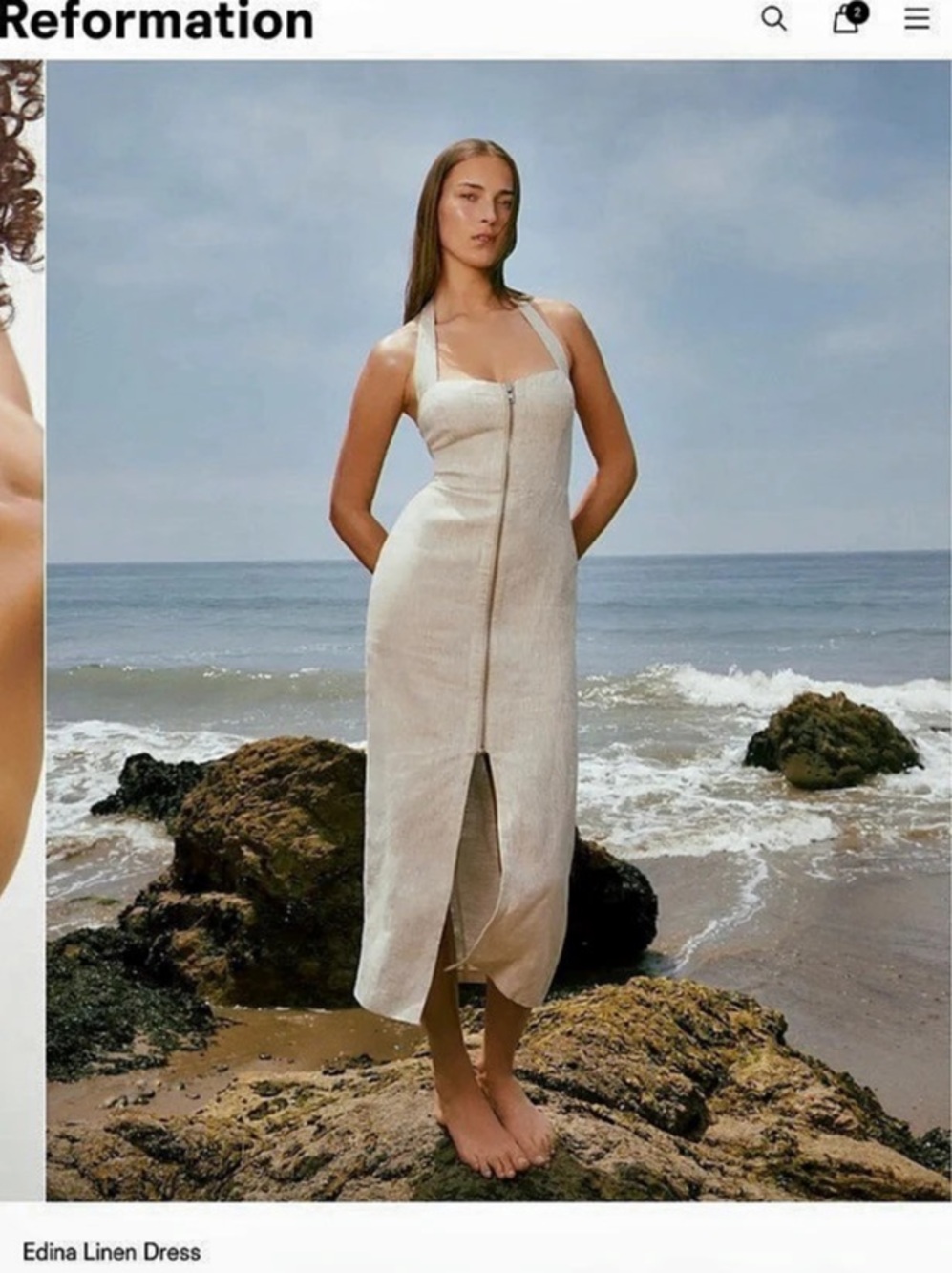 Reformation Edina Linen Dress in oatmeal